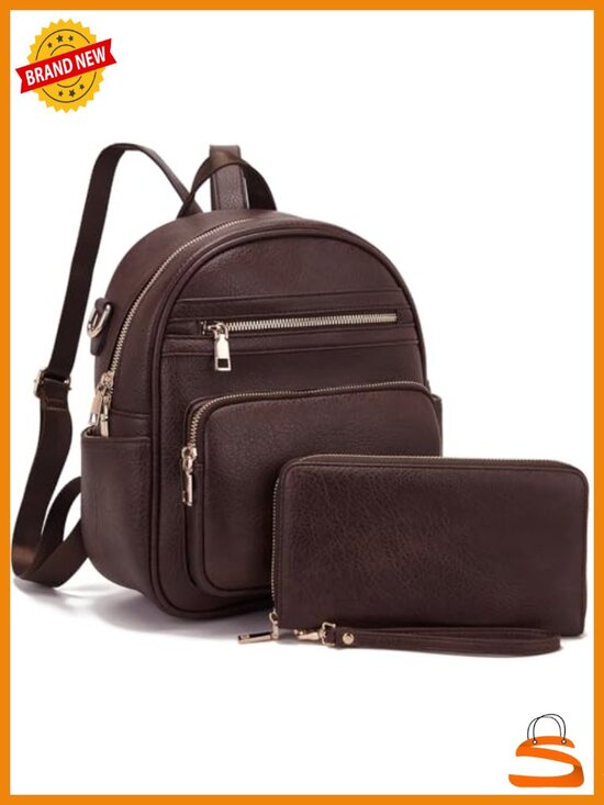 Small Faux Leather Backpack Purse with Wallet Convertible Shoulder Bag main image 5